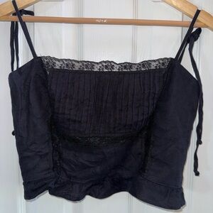 Reformation Linen Lace Crop Top Womens Sz 6 Whimsigoth Victorian Romance Edgy